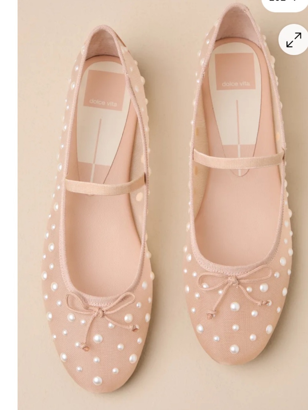 Dolce Vita Mary Jane Casel Blush Mesh Pearl Bow Ballet Flats women Sz 7.5
$125